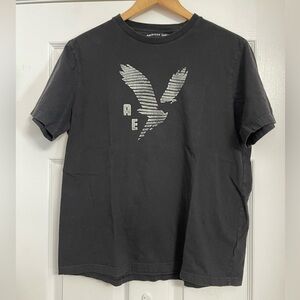 American Eagle Outfitters Black Tee with Eagle Graphic Large
